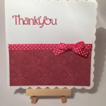 Hand made thank you card in pink