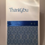 Hand made thank you card in blue
